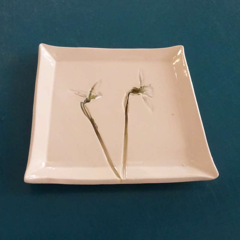 Square Platter with Snowdrops